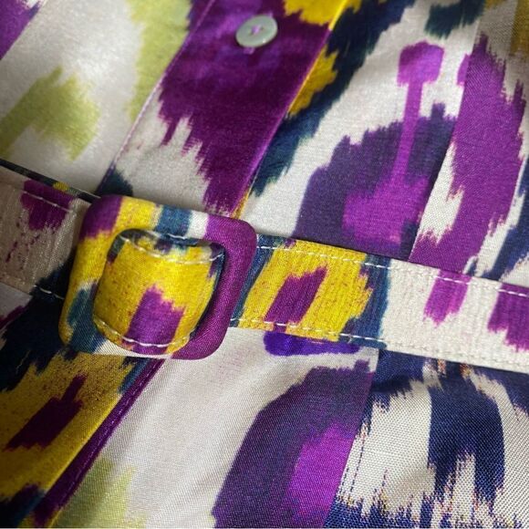 Ralph Lauren Resort 2022 Collection Freida Ikat Print Silk A-Line Midi Day Dress - Picture 6 of 15